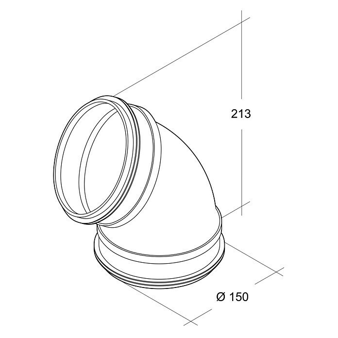 Air-Circle Curva per tubo spiralato in acciaio 45° Ø 150 mm