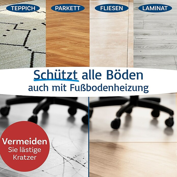 Fußbodenschutzmatte (114 x 50 cm, Transparent, Kunststoff) | BAUHAUS
