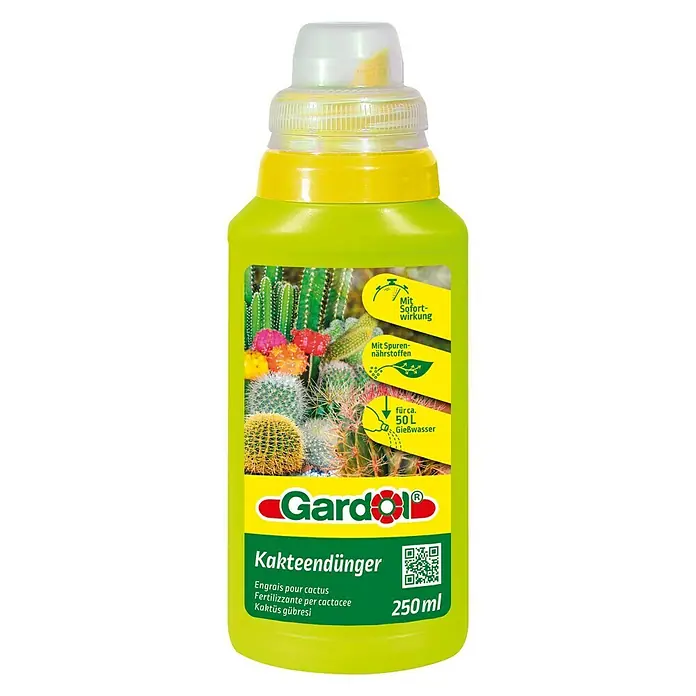 Gardol Kakteendünger - 250 ml, Max. ausreichend für Flüssigkeitsmenge: 50 l - Flasche Gardol Kakteendünger mit Sofortwirkung und Spurennährstoffen, geeignet für ca. 50L Gießwasser, Füllmenge 250ml.