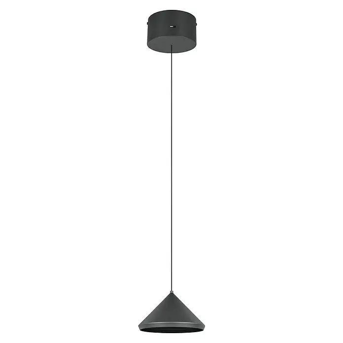 Trio Leuchten Laguna LED-Pendelleuchte - 5 W, B x H: 18 x 200 cm, Schwarz matt, Warmweiß, Anzahl Leuchtmittel: 1 Stk. - Elegante Hängelampe in Grau, ideal für moderne Interieurs. Ihr minimalistisches Design bietet eine stilvolle Beleuchtungslösung.