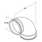 Air-Circle Wickelfalzrohr-Bogen (Durchmesser: 150 mm, Winkel: 90 °, Stahlblech)