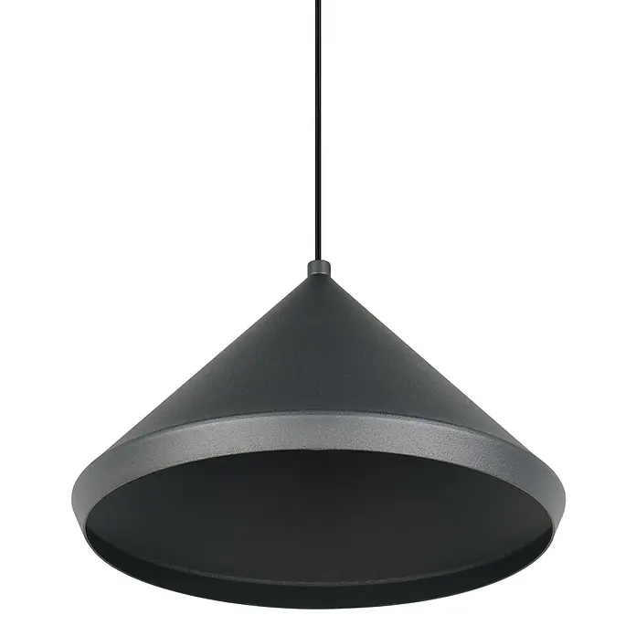 Trio Leuchten Laguna LED-Pendelleuchte - 5 W, B x H: 18 x 200 cm, Schwarz matt, Warmweiß, Anzahl Leuchtmittel: 1 Stk. - Graue konische Pendelleuchte mit einer markanten Einfassung, die ein modernes und stilvolles Design für jeden Raum bietet.
