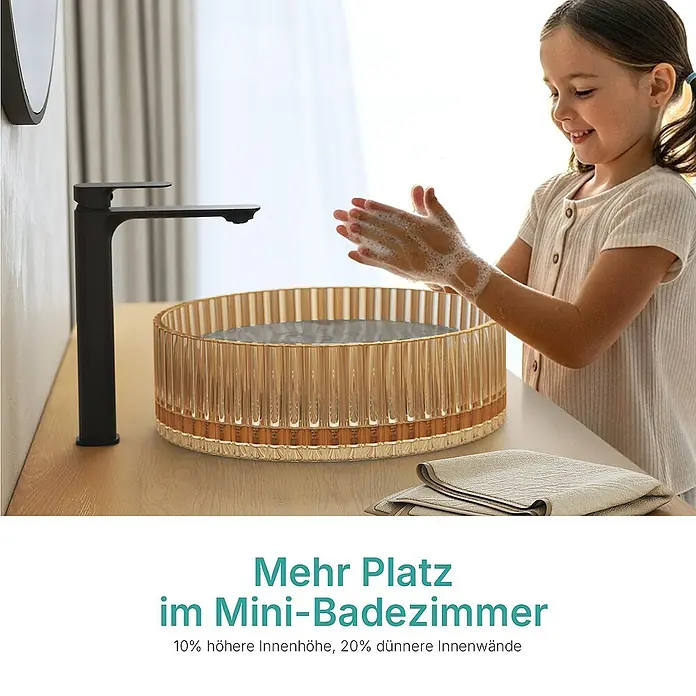 Emke Aufsatzwaschbecken CB32 - 40 x 40 cm, Hahnloch: Ohne, Ohne Überlauf, Roségold - Elegantes Waschbecken mit klaren Linien und moderner Armatur. Mehr Platz im Mini-Badezimmer dank cleverem Design.
