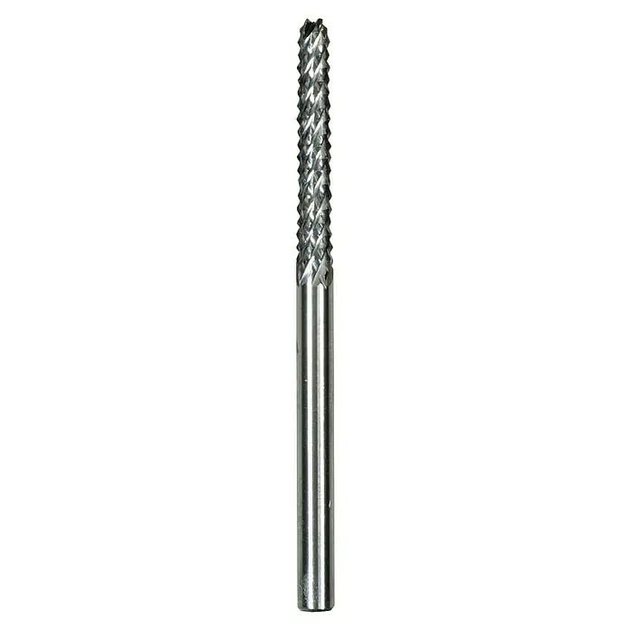Proxxon Raspelfräser No 28757 - Länge: 50 mm - Nahaufnahme eines Schaftfräsers mit Wabenmuster, der für Präzisionsbearbeitungen und Materialabtrag entwickelt wurde.