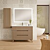 Mueble de lavabo Claire (L x An x Al: 45 x 120 x 50 cm, Moka, 1 seno, empotrado, salida central, Número de cajones: 3 ud.) | BAUHAUS