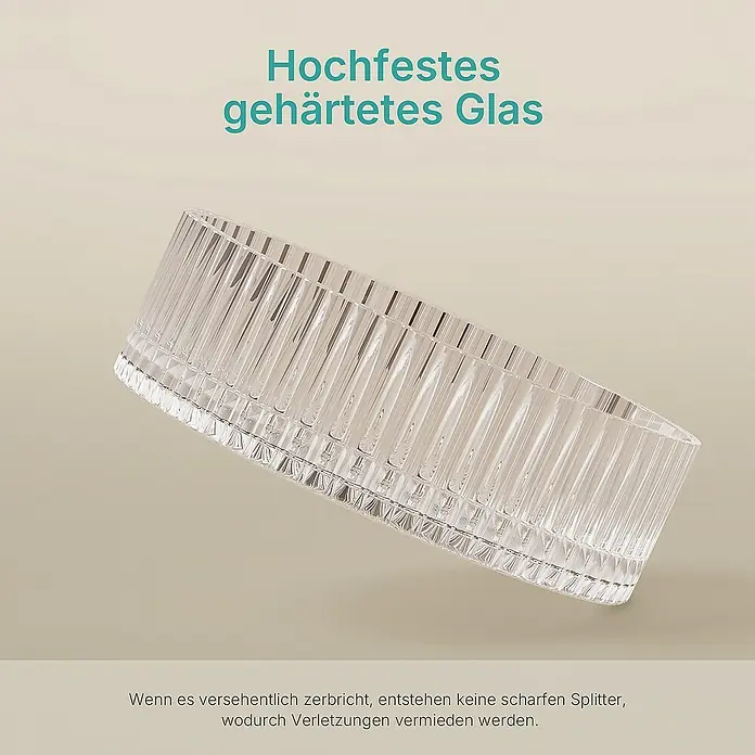 Emke Aufsatzwaschbecken CB32 - 40 x 40 cm, Hahnloch: Ohne, Ohne Überlauf, Klar - Hochfestes, gehärtetes Glasprodukt. Stilvolles Design, das Eleganz und Haltbarkeit vereint. Perfekt für den täglichen Gebrauch und besondere Anlässe.