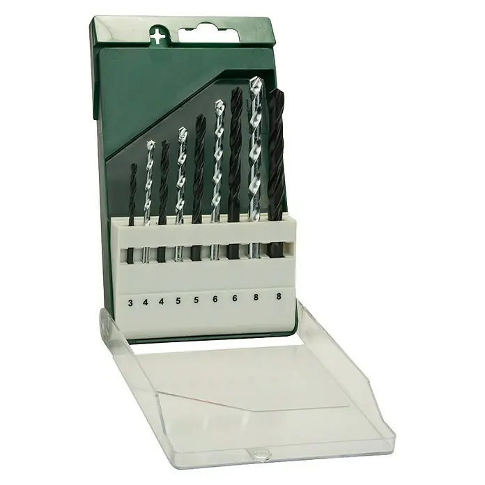 Bosch Bohrer-Set - HSS-R, 9 -tlg. - Satz von Spiralbohrern in einem grünen Gehäuse mit Größenangaben, ideal für präzise Bohrarbeiten in verschiedenen Materialien.