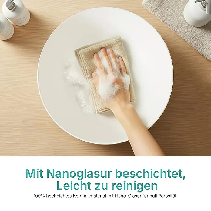 Emke Aufsatzwaschbecken CB30 - 41 x 41 cm, Hahnloch: Ohne, Ohne Überlauf, Weiß - Das Waschbecken mit Nanobeschichtung ist leicht zu reinigen und besteht aus hochdichtem Keramikmaterial für höchste Qualität.