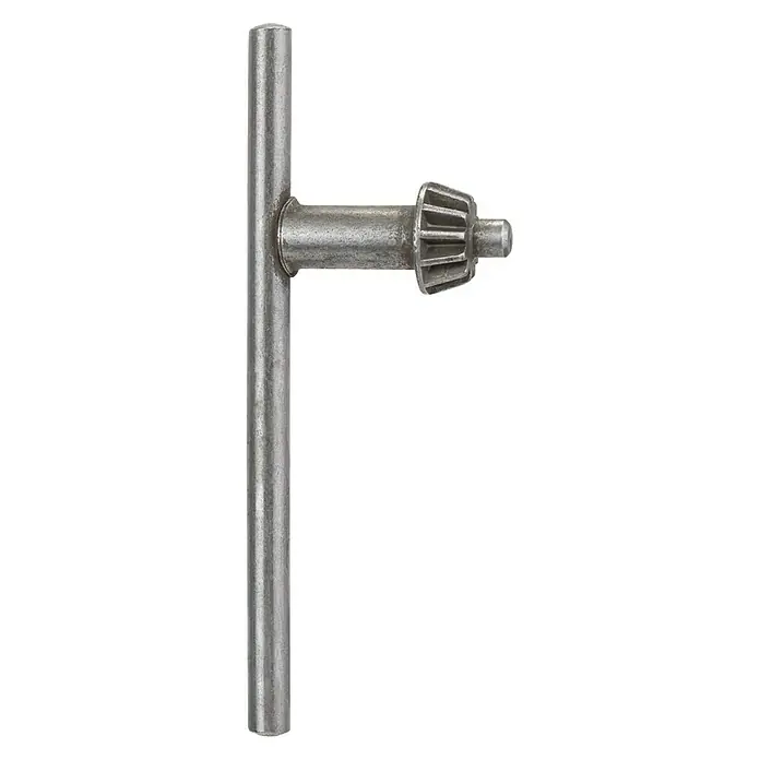 Craftomat Bohrfutterschlüssel - 13 mm - Nahaufnahme eines silberfarbenen Bohrfutterschlüssels mit T-Griff zum Festziehen und Lösen des Bohrfutters.