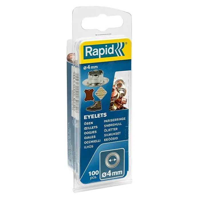 Rapid Ösen - Durchmesser: 4 mm, 100 Stk. - Die Rapid Ösen, 4 mm, 100 Stück, sind ideal für Leder, Textilien oder Schuhe. Sie ermöglichen eine einfache und dauerhafte Befestigung.