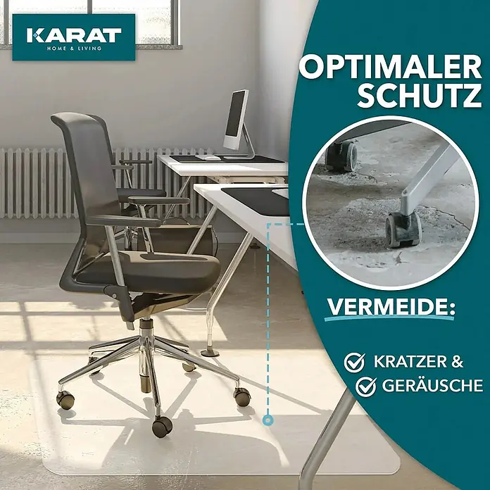 Fußbodenschutzmatte - 120 x 114 cm, Transparent, Kunststoff, Rechteckig, Stuhlrollenfest - Bodenschutzmatte unter einem Bürostuhl schützt vor Kratzern und Geräuschen. Optimaler Schutz für Ihren Boden mit dieser praktischen Unterlage.