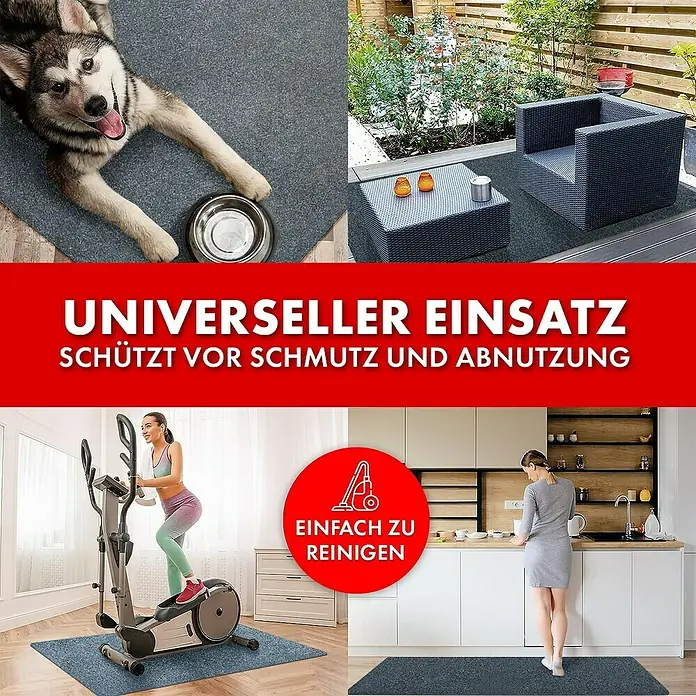 Fußbodenschutzmatte Viking - 120 x 100 cm, Schwarz, Polyester - Vielseitig einsetzbare Schutzmatte für den Innen- und Außenbereich. Schützt Böden vor Schmutz, Abnutzung, ideal für Fitnessgeräte, Haustiere und mehr.