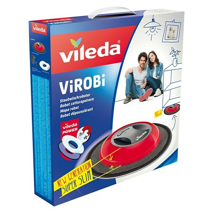 Vileda ViROBi Saugroboter SlimSchwarz/Rot, 25 W, Li-Ionen Left Side View