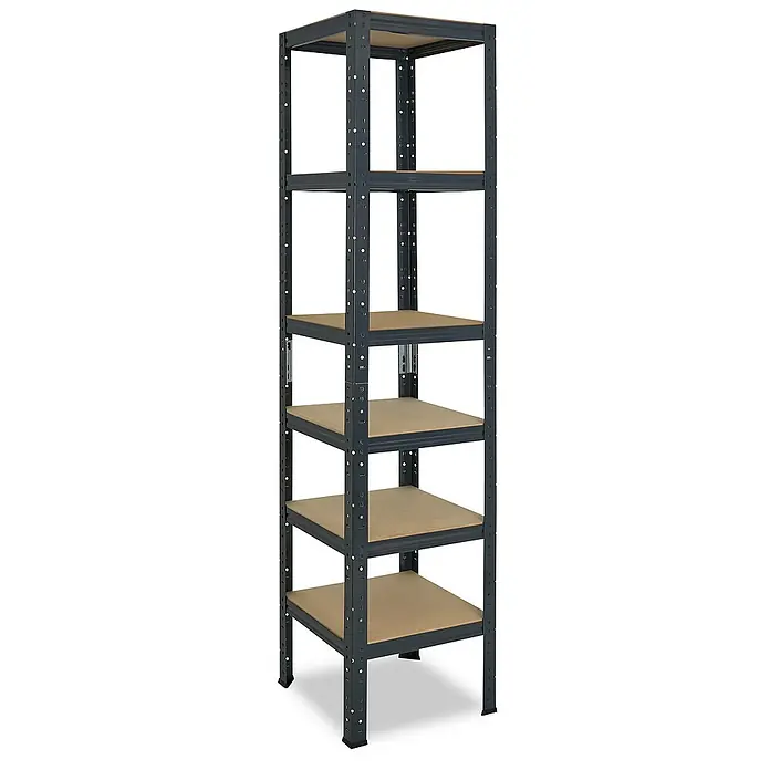 shelfplaza Schwerlastregal HOME - H x B x T: 200 x 60 x 60 cm, Traglast pro Boden: 175 kg, Stecken, anthrazit - Regal mit fünf Regalböden. Das Regal ist aus Metall und Holz gefertigt und eignet sich ideal für die Aufbewahrung von Gegenständen.