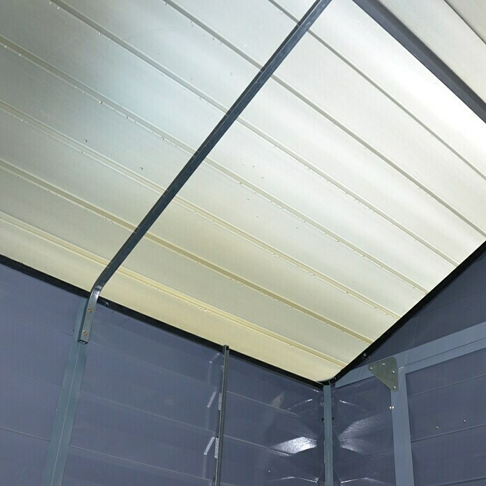 Gerätehaus SkylightAußenbreite inkl. Dachüberstand: 177 cm, Außentiefe inkl. Dachüberstand: 122 cm, Metall, Anthrazit/Grau Detail Shot