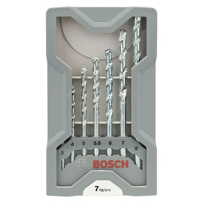 Bosch Beton- & Steinbohrer CYL-1 - Durchmesser Bohrer: 8 mm - Bosch Bohrerset mit 7 Teilen. Die Bohrergrößen reichen von 3 bis 8 mm und eignen sich ideal für Heimwerkerprojekte.