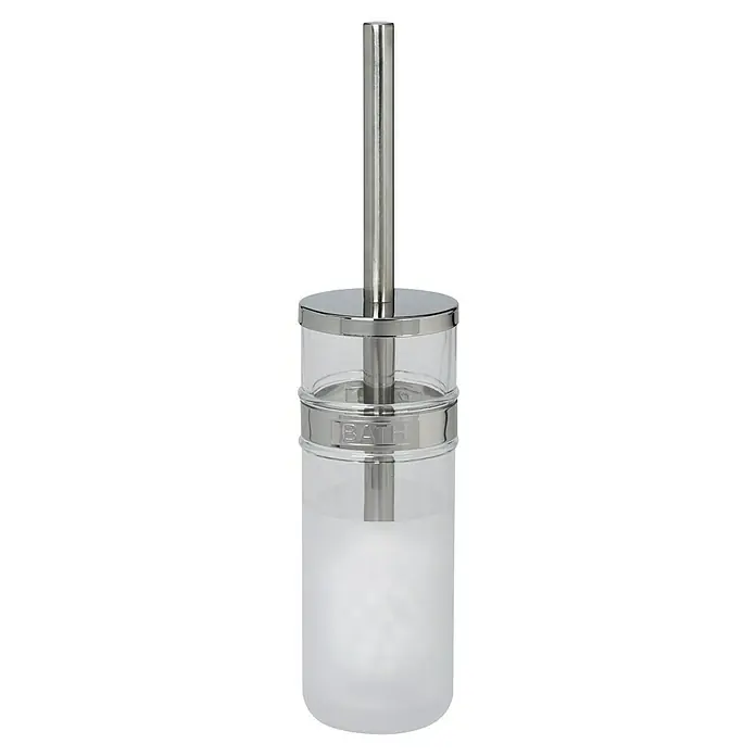 Venus Iona WC-Bürstengarnitur - Glas, Klar/Chrom - Elegante WC-Garnitur mit mattiertem Glasbehälter und Chromdetails für ein stilvolles Badezimmerambiente, robust und langlebig.