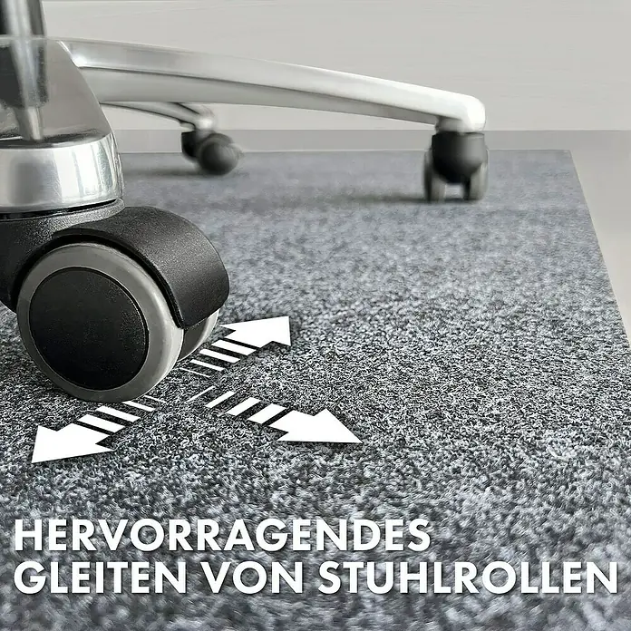 Fußbodenschutzmatte Viking - 120 x 100 cm, Grau, Polyester - Bild einer Bürostuhl-Bodenmatte, die hervorragendes Gleiten von Stuhlrollen ermöglicht.