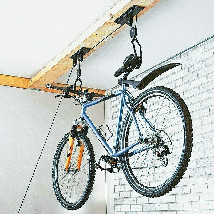Levantador de bicicletas de techo (19 x 26 x 10 cm, Carga soportada: 20 kg, Altura de elevación: Máx. 4 m)
