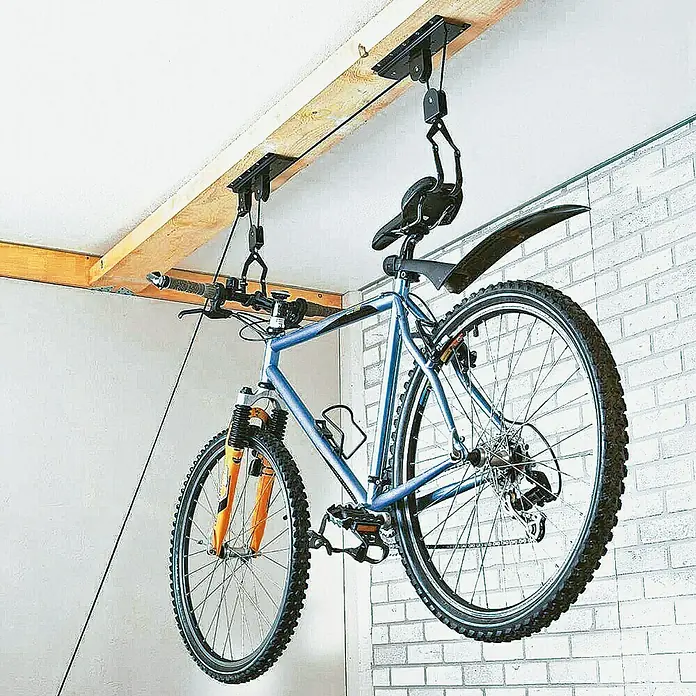 Fahrrad-Deckenlift - 19 x 26 x 10 cm, Belastbarkeit: 20 kg, Hubhöhe: 4 m - Fahrradaufhängungssystem für die Deckenmontage, ideal für Garagen oder Keller.