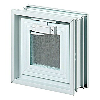 Fuchs Design Glasbaustein-Lüftungsfenster mit Fliegengitter (Passend für: Glasbausteine 24 x 24 cm, Kunststoffdoppelverglasung)