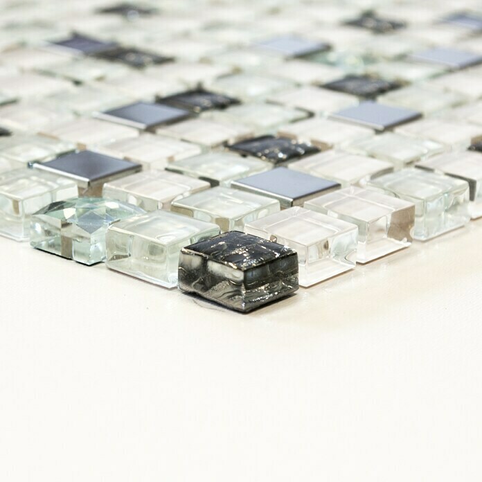 Mozaïektegel Quadrat Crystal Mix XCM M770 (30 x 30 cm, Wit, Glanzend)