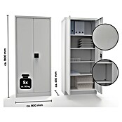 Regalux Metall-Mehrzweckschrank (H x B x T: 180 x 80 x 41 cm, Grau, Anzahl Böden: 4 Stk.) | BAUHAUS