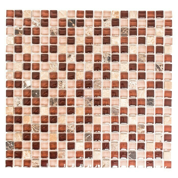 Mosaikfliese Quadrat Crystal Mix XCM M870 (32,2 x 30,5 cm, Braun, Glänzend)