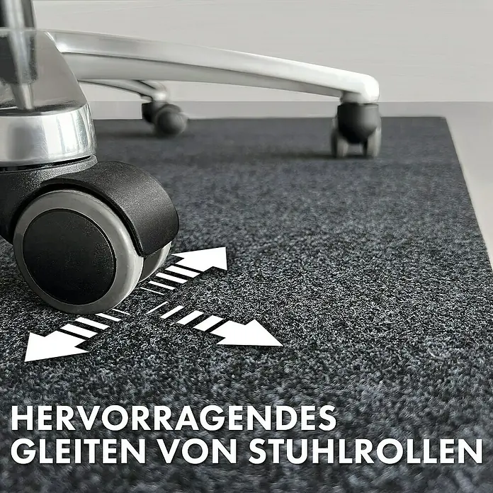 Fußbodenschutzmatte Viking - 120 x 100 cm, Dunkelgrau, Polyester - Bürostuhlunterlage mit Rollen für optimales Gleiten auf Teppichböden, schützt vor Abnutzung und Beschädigung.