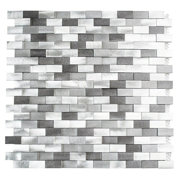 Mosaikfliese Brick 3D Mix XAM A132 (30,1 x 30,4 cm, Silber/Schwarz, Matt)