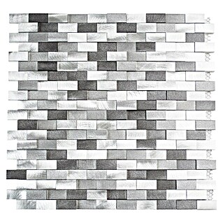 Mozaïektegel Brick 3D Mix XAM A132 (30,1 x 30,4 cm, Zilver/Zwart, Mat)