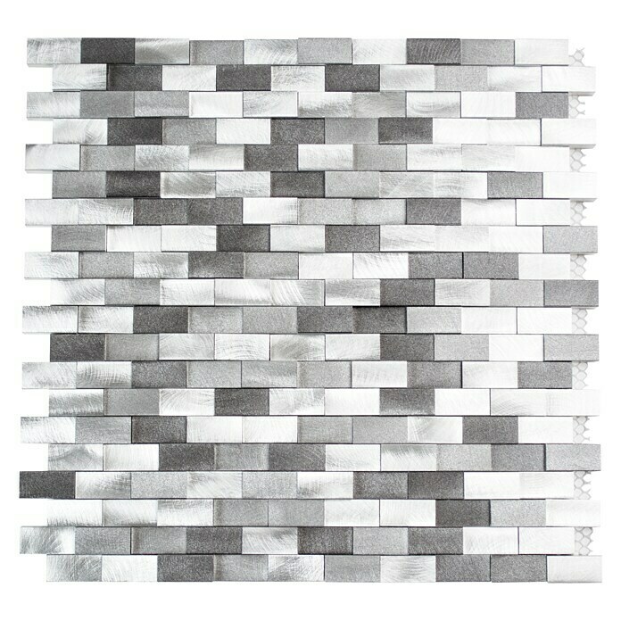 Mosaikfliese Brick 3D Mix XAM A132 (30,1 x 30,4 cm, Silber/Schwarz, Matt)