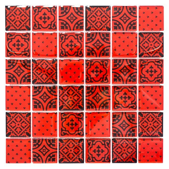 Mosaikfliese Quadrat Crystal XCM 8OP3 (30 x 30 cm, Rot, Glänzend)