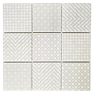 Mosaikfliese Quadrat Geo Grey GEOG (29,8 x 29,8 cm, Grau, Glänzend)