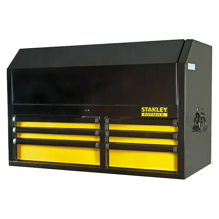 Stanley FatMax Caja para el carro portaherramientas FMHT0-74028 - Específico para: Carro de taller FatMax, Número de compartimentos: 1 ud. - Caja de herramientas negra Stanley Fatmax con cajones amarillos, ideal para guardar herramientas en el taller o garaje.