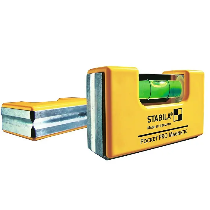 Stabila Wasserwaage Pocket Pro Magnetic - Magnet, Anzahl Libellen: 1 Stk. - Gelbe Stabila Pocket Pro Magnet Wasserwaage, hergestellt in Deutschland, für präzise Messungen und Ausrichtung.