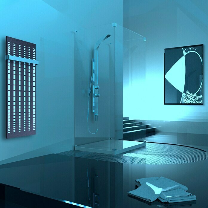 Designheizkörper Broken Mirror 2 (47 x 120 cm, Mit 1 Handtuchhalter (50 mm), 799 W bei 75/65/20 °C, Weiß/Moonstone-Grau)