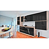 Respekta Premium Küchenzeile GLRP380HESS (Breite: 380 cm, Mit Elektrogeräten, Schwarz Hochglanz)