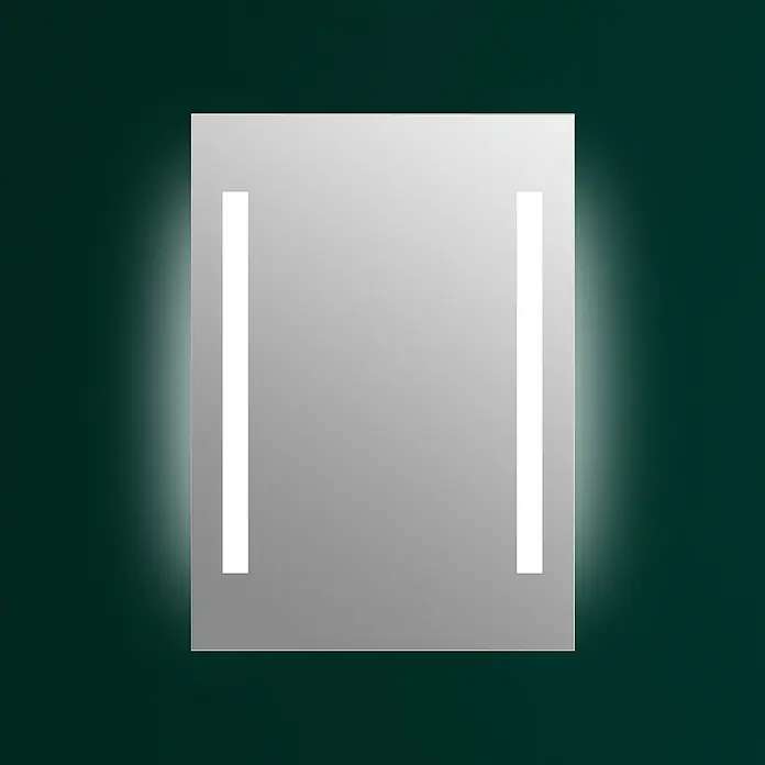 DSK LED-Lichtspiegel Chrystal Creek - 50 x 70 cm, Ohne eingebaute Digitaluhr - Rechteckiger Spiegel mit LED-Beleuchtung an den Seiten, der ein modernes und elegantes Badezimmerambiente schafft.