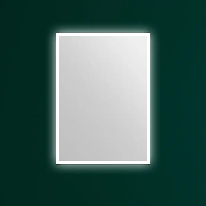 DSK LED-Lichtspiegel Silver Infinity - 50 x 70 cm - Elegantes rechteckiges LED-beleuchtetes Spiegeldesign für moderne Badezimmer.