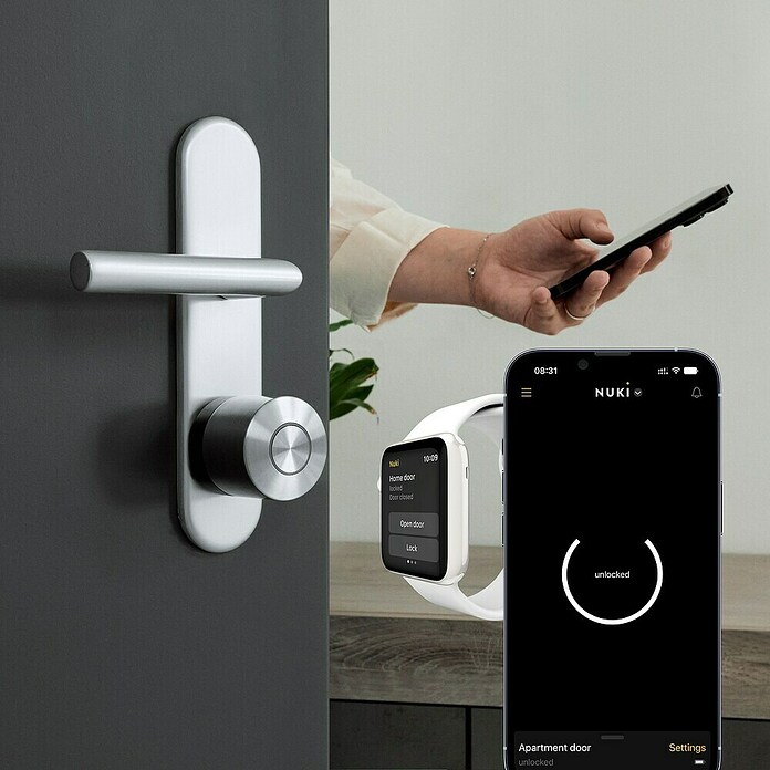 Nuki Cerradura electrónica Smart Lock Ultra (Acero inoxidable, Mediante app, Apto para: Puertas) | BAUHAUS