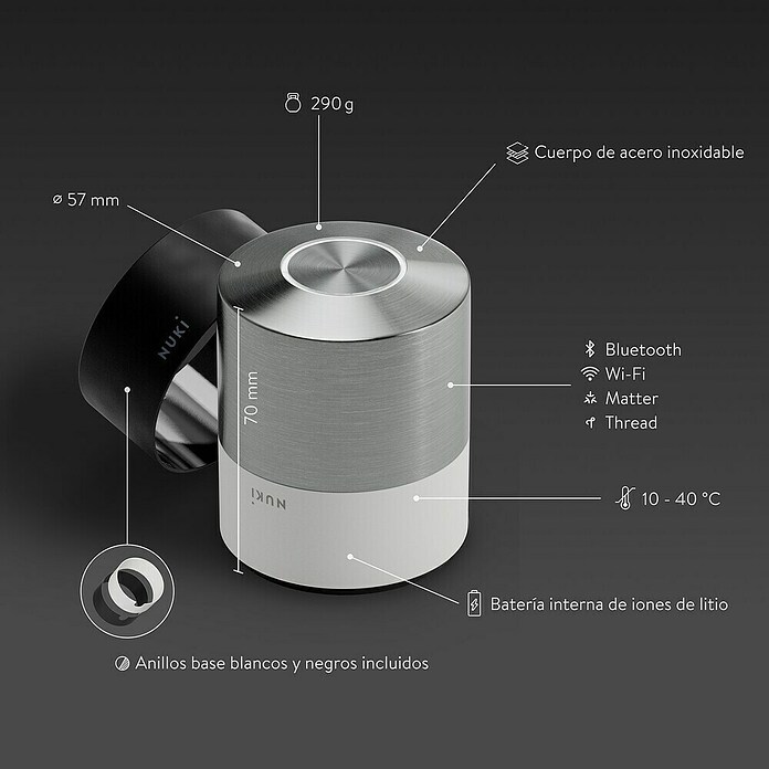 Nuki Cerradura electrónica Smart Lock Pro (Mediante app, Apto para: Puertas) | BAUHAUS