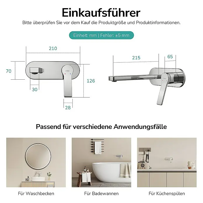 Emke Waschtischarmatur Vessan F22 - Chrom, Glänzend - Einkaufsführer für eine stilvolle Armatur. Abmessungen: 210 x 70 x 30 mm (Breite x Höhe x Tiefe), ideal für Waschbecken, Badewannen und Küchenspülen.