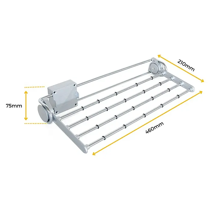 Emuca Hosenhalter Self - L x B x H: 210 x 460 x 75 mm, Stahl, Klappbar - Wäscheständer mit Maßen.