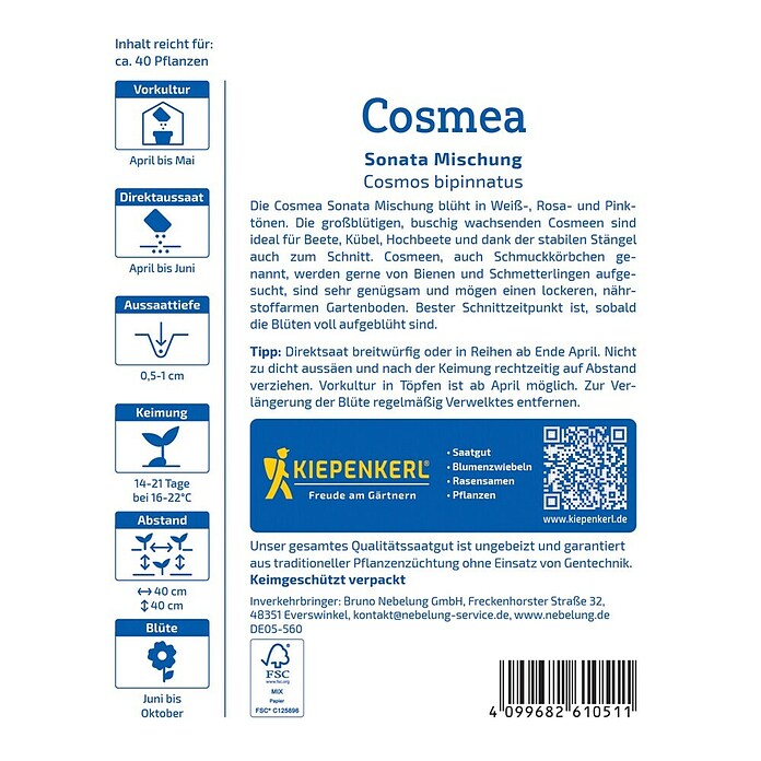 Kiepenkerl Profi-Line Blumensamenmischung Cosmos (Cosmos Sonata, Mehrfarbig) | BAUHAUS
