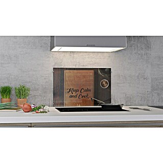 CUCINE Küchenrückwand (Keep Calm and Cook, 60 x 40 cm, Stärke: 6 mm, Einscheibensicherheitsglas (ESG))