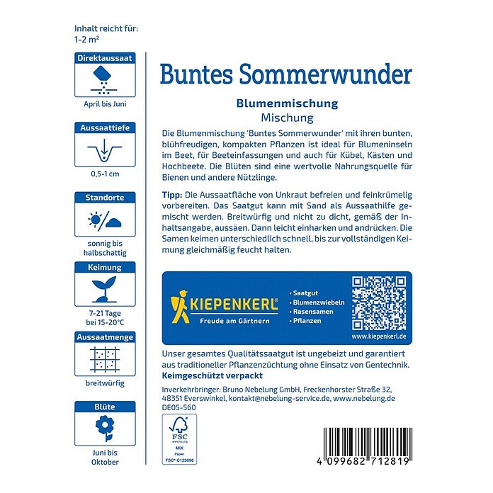 Kiepenkerl Blumensamenmischung Buntes Sommerwunder (Mischung, Mehrfarbig) | BAUHAUS