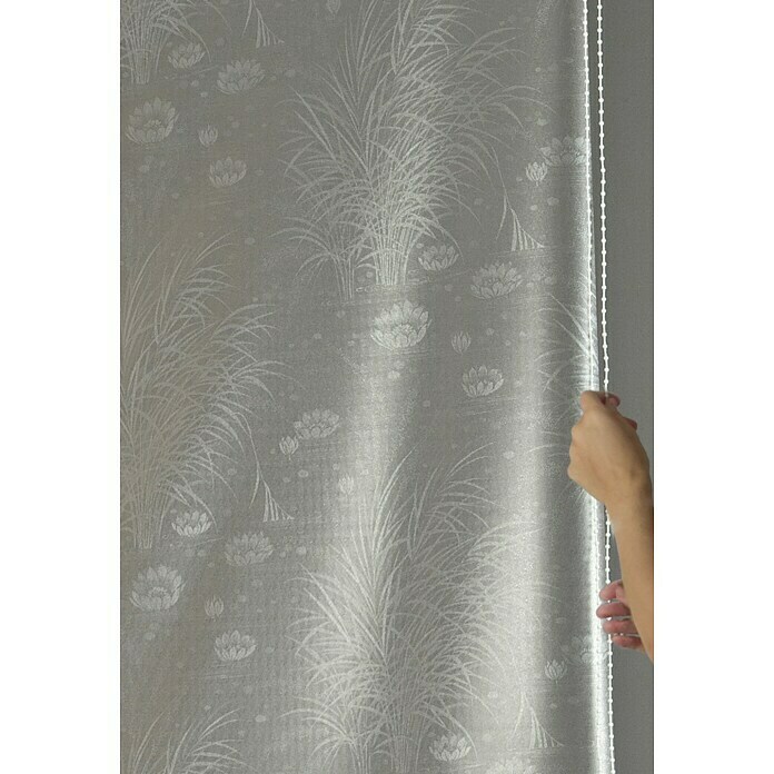 Eco-Dur Duschrollo deluxe (134 x 240 cm, Seerosen, Perlmutt/Weiß)