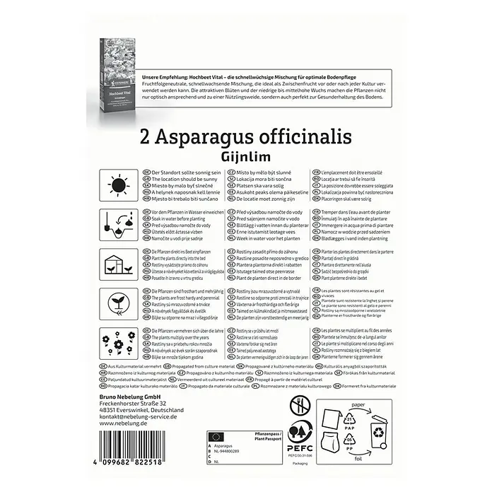 Kiepenkerl Gemüsesamen Bleichspargel Gijnlim - Asparagus officinalis, Erntezeit: Mai - Informationen zum Anbau von 2 Asparagus officinalis Gijnlim, einer schnellwüchsigen Mischung für optimale Bodenpflege.