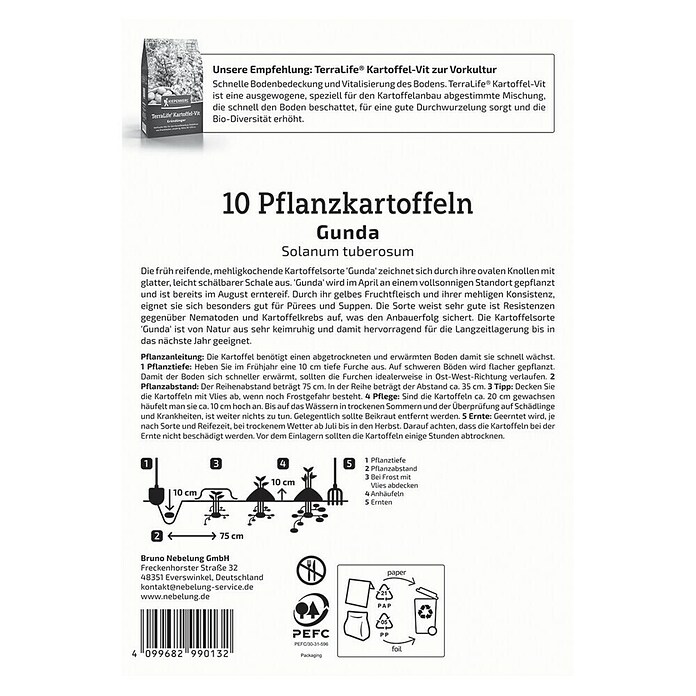 Kiepenkerl Pflanzkartoffeln Gunda (Solanum tuberosum, 10 Stk., Erntezeit: August) | BAUHAUS